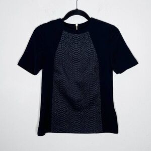 Ted Baker Heeley Crepe And Snake Skin Panel Top In Black Size 2
